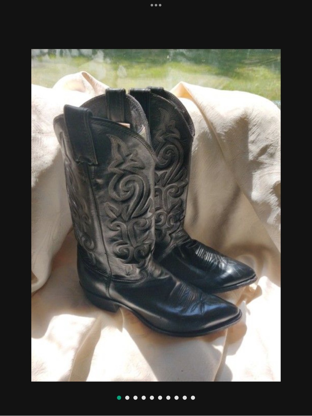 Justin Boots Black Embroidered Leather Western Cowboy Boots